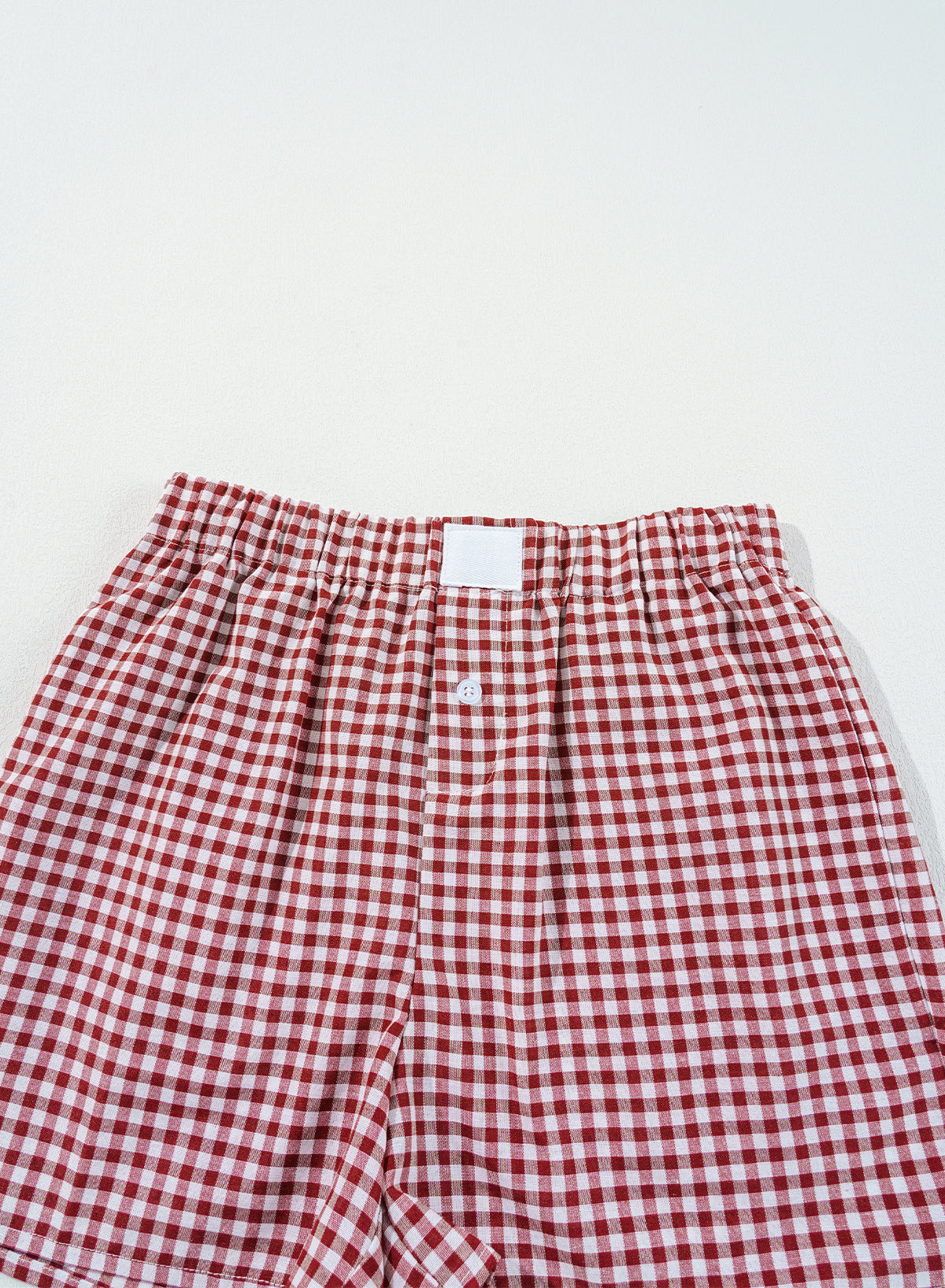 Red Plaid Gingham Printed High Waist Shorts eAura