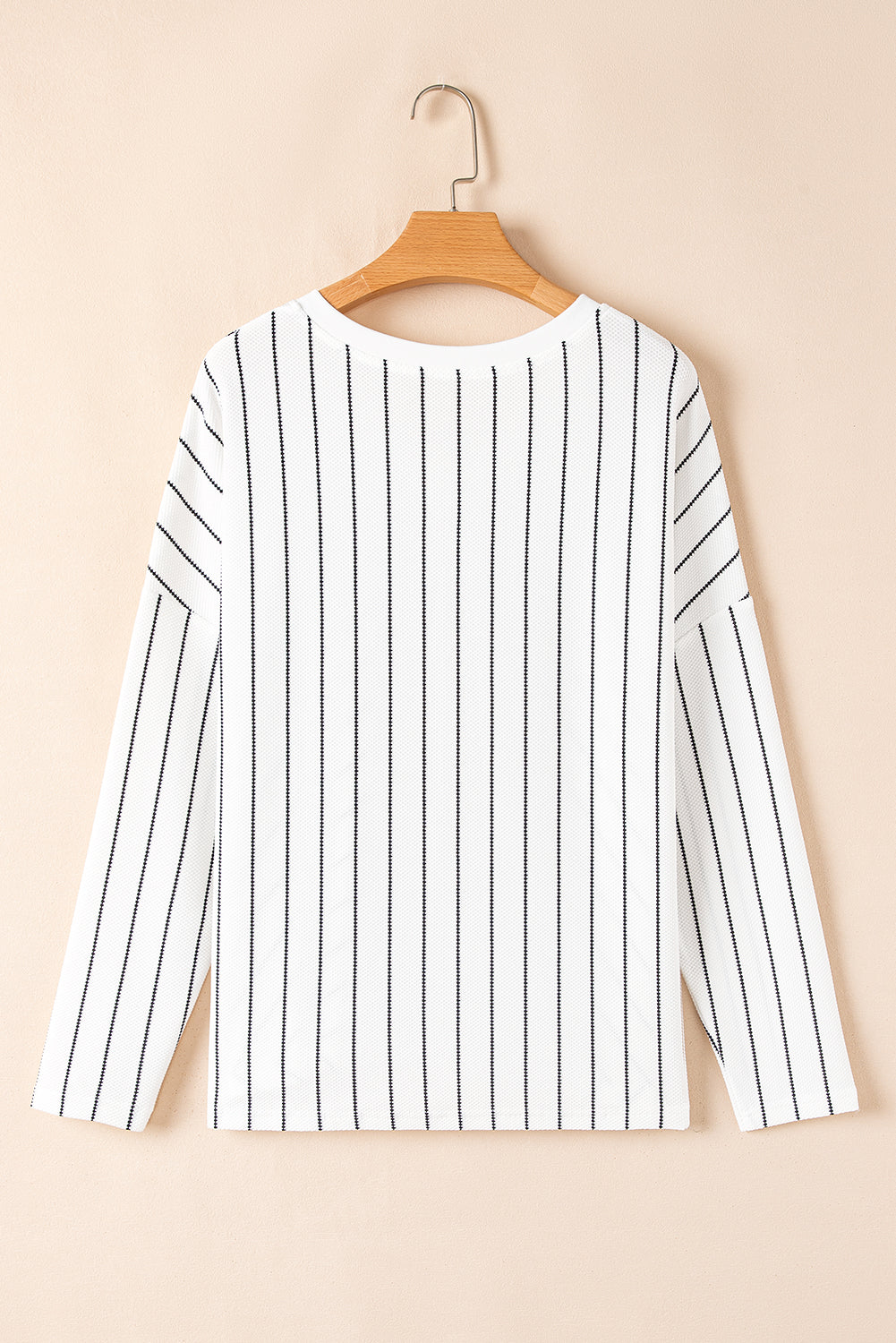 Black Stripe Chevron Striped V Neck Long Sleeve Casual Top eAura