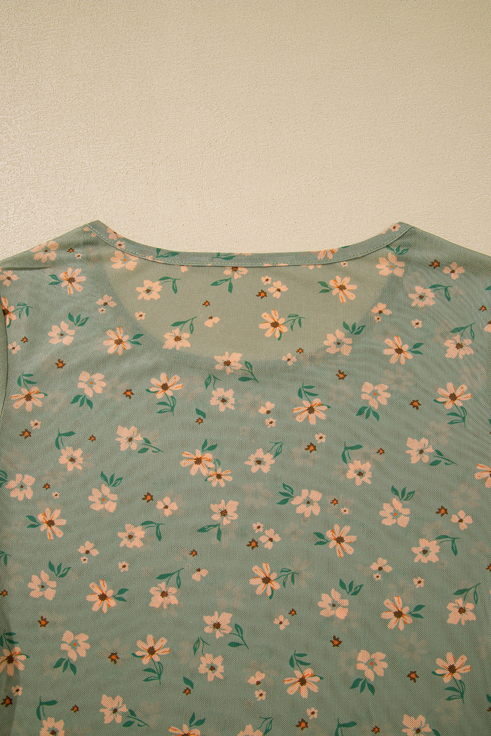 Floral Print Southern Style Mesh Long Sleeve Top eAura