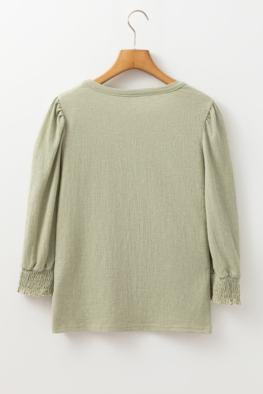 Laurel Green Textured Round Neck Half Sleeve Blouse eAura