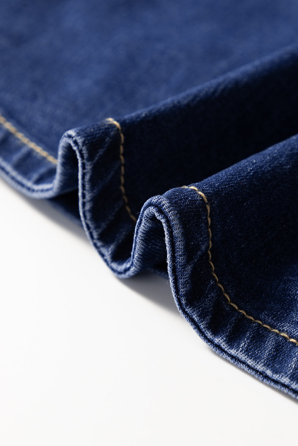Bluing Asymmetric Wrapped Buttoned High Waist Denim Shorts eAura