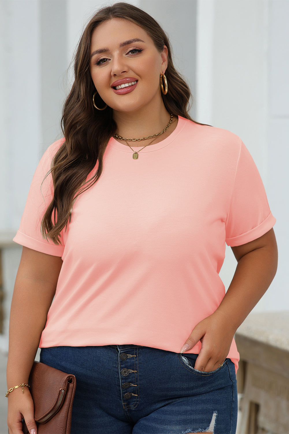 Casual Plain Crew Neck Tee T-Shirt Dear-Lover Dropshipping