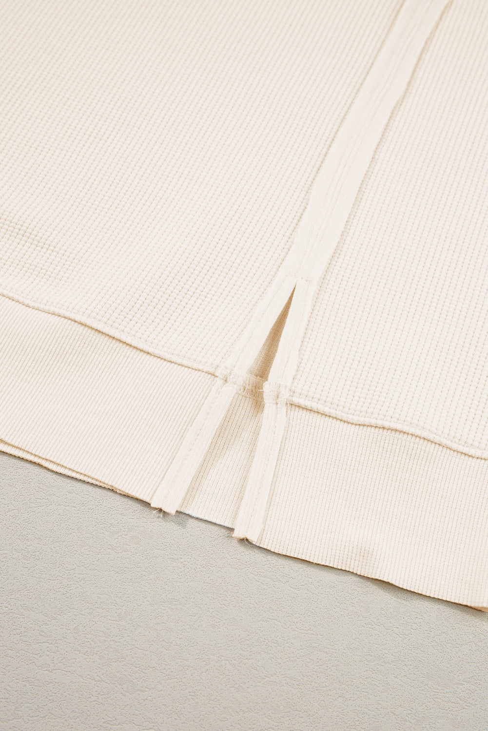 White Waffle knit Bishop Sleeve Split Oversized Top eAura