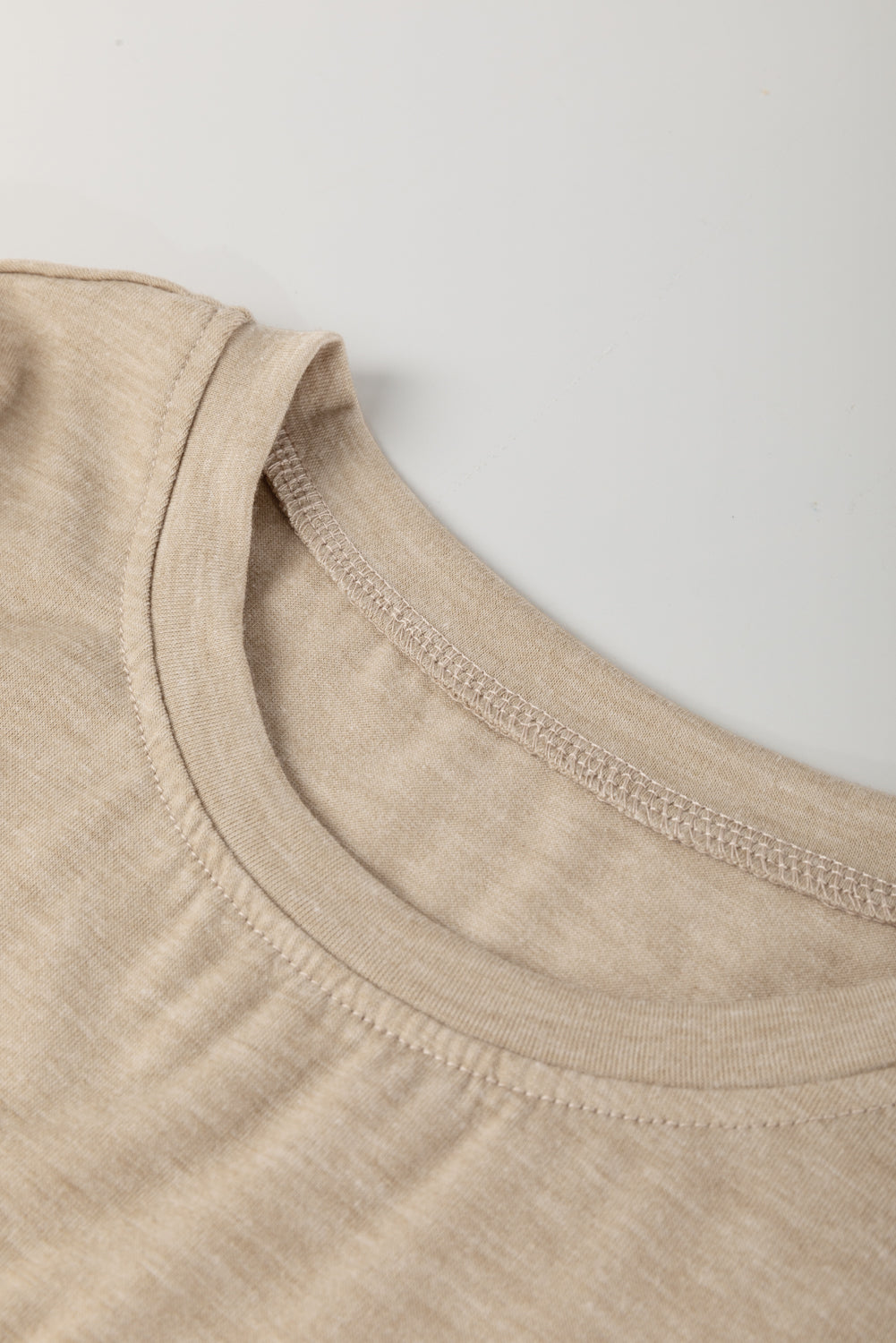 Parchment Solid Colour Ruched Puff Sleeve T Shirt eAura