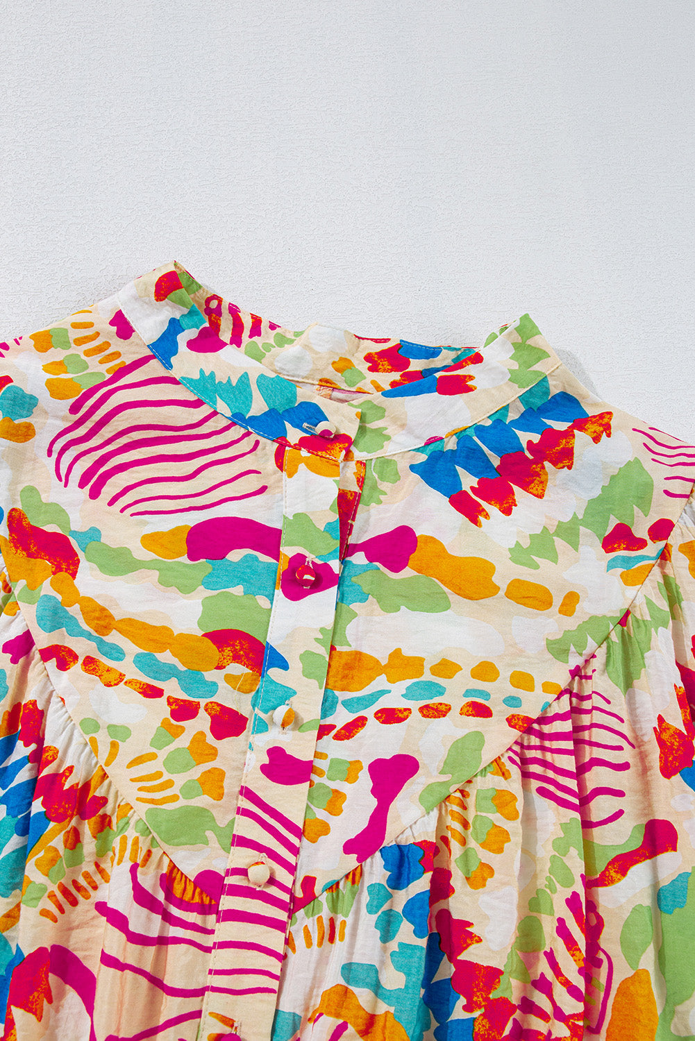 Orange Abstract Printed High Low Oversized Shirt eAura