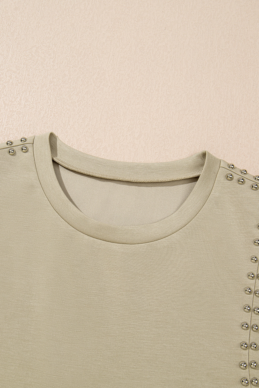 Studded Cap Sleeve Round Neck T Shirt eAura