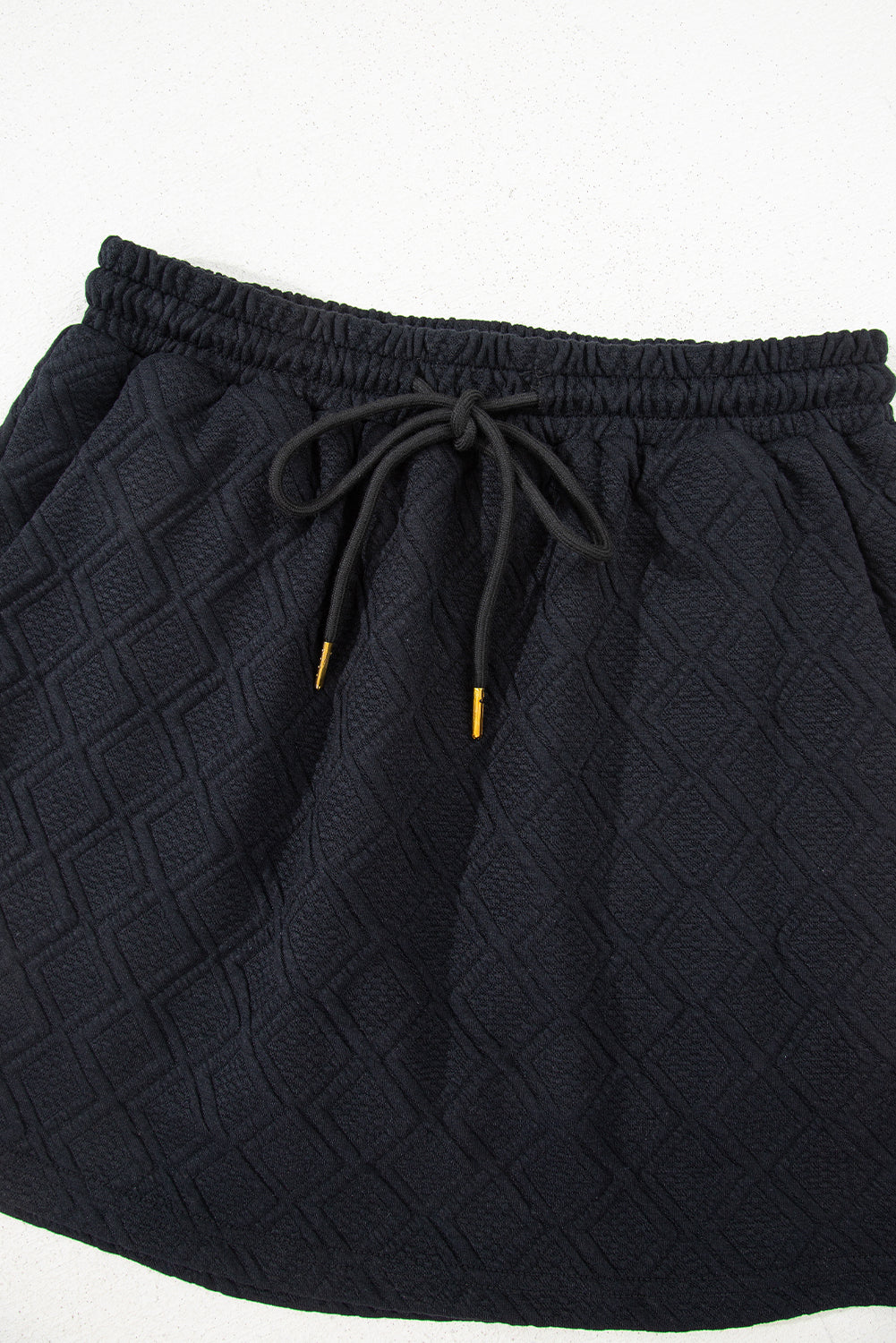 Black Striped Collared Zip up Textured Skirt Co-ord Set eAura