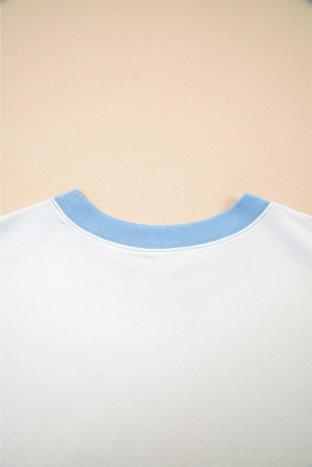Colour Block Exposed Seam Crew Neck T-Shirt eAura