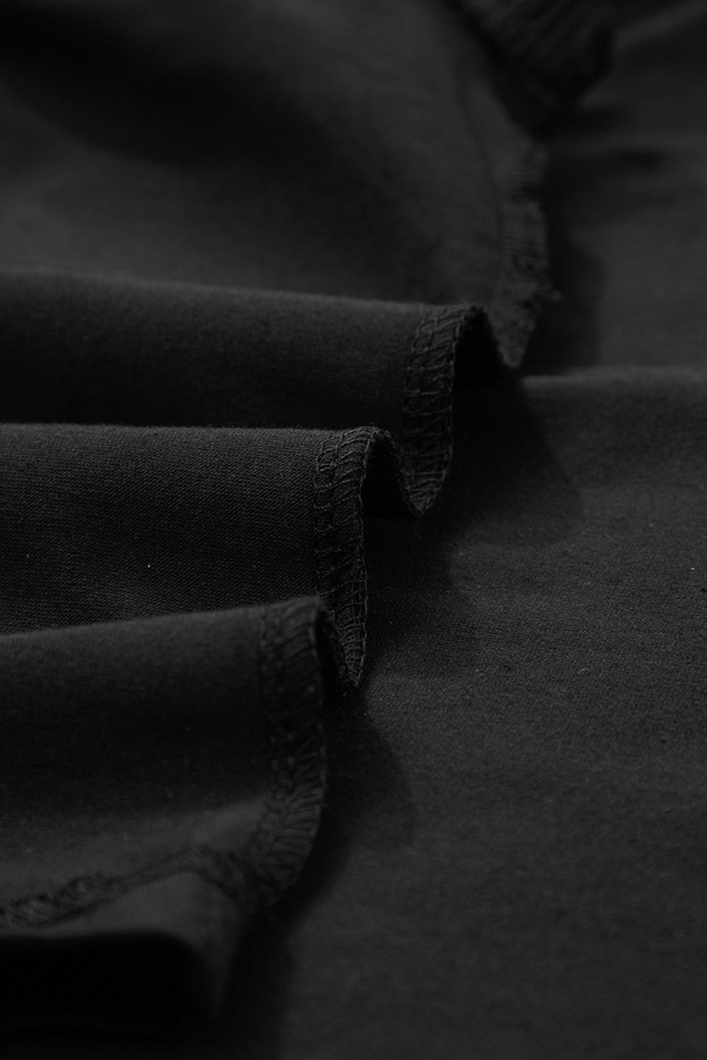 Black Ruffled Crew Neck Slim Fit Top eAura