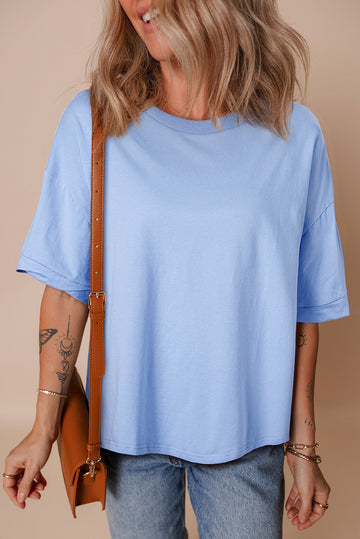 Myosotis Loose Half Sleeve Hi Low Hem T Shirt eAura