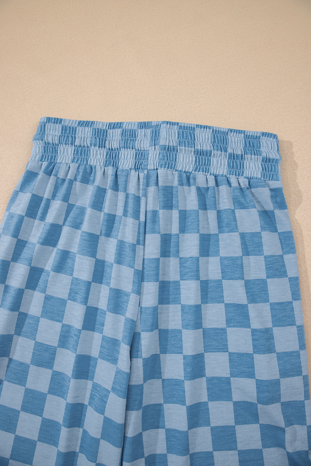 Checkered Elastic High Waist Loose Casual Trousers eAura