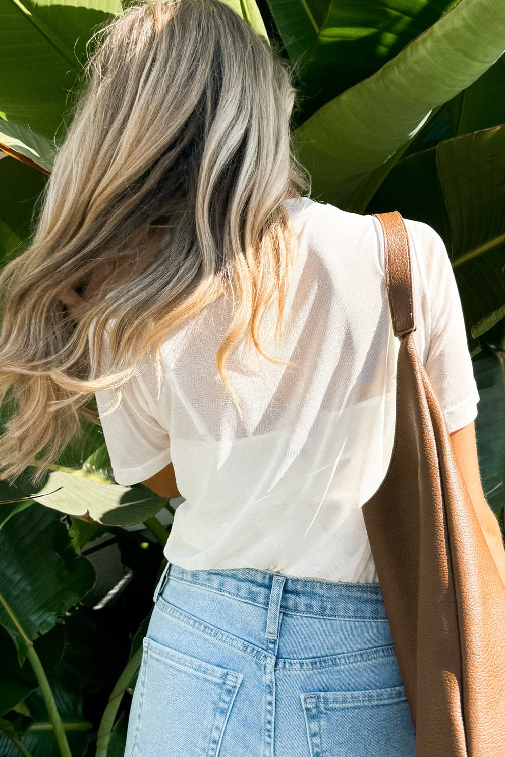 White Solid Colour Sheer Mesh Patchwork Short Sleeve Top eAura