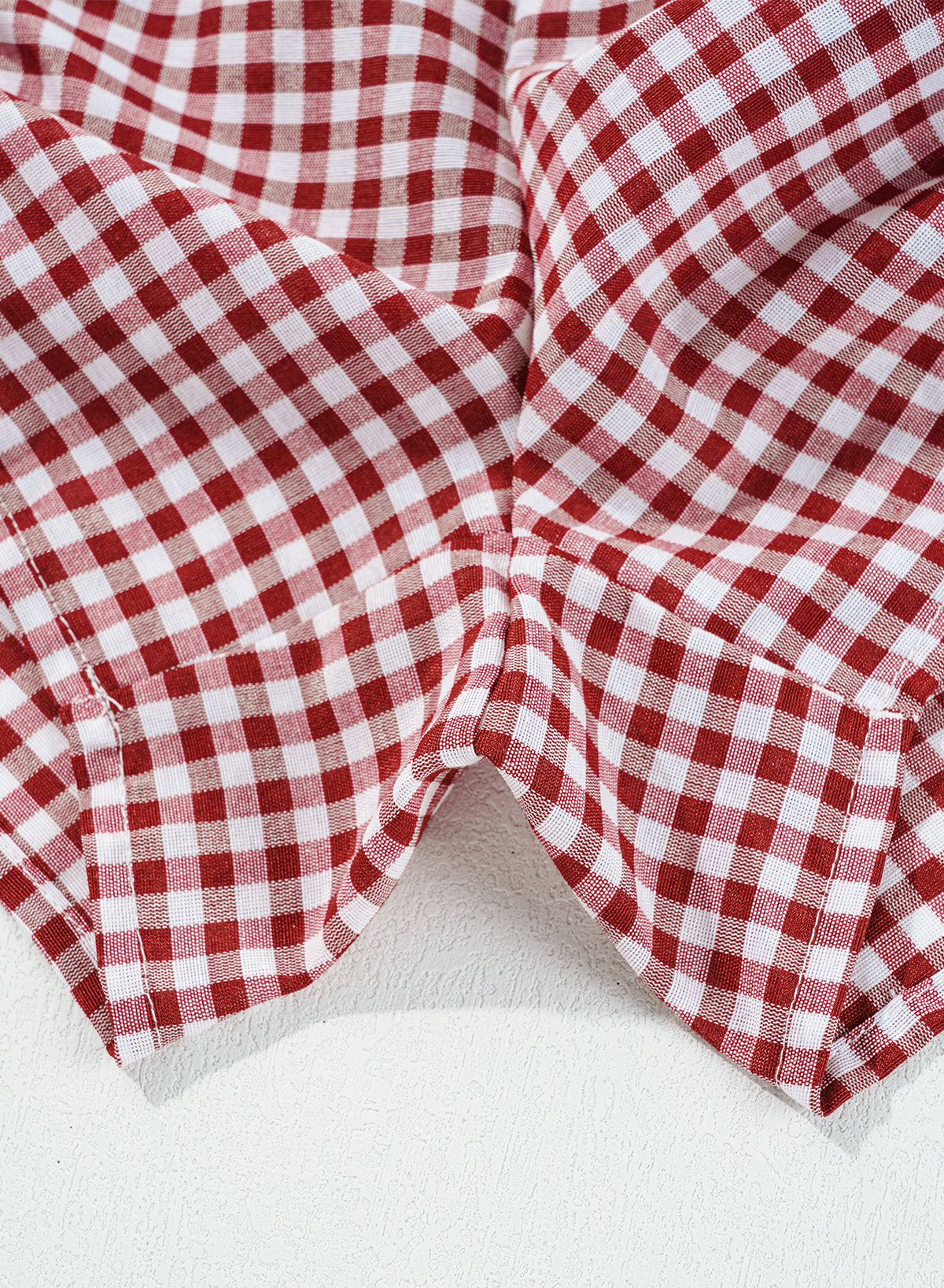Red Plaid Gingham Printed High Waist Shorts eAura