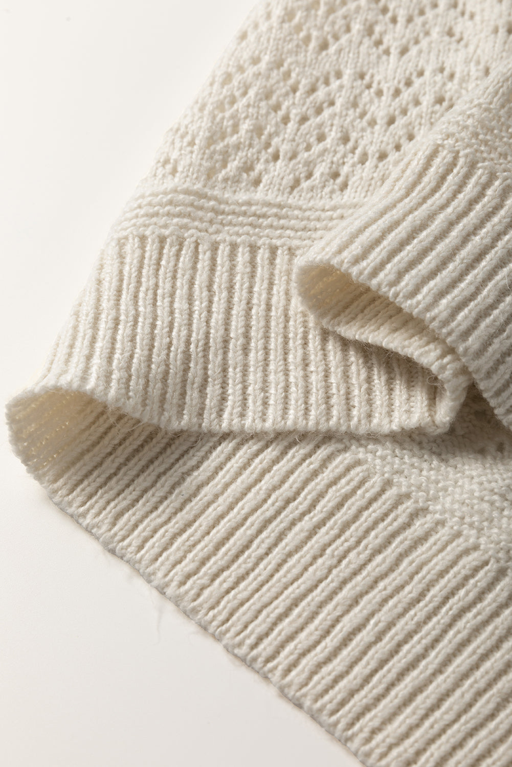 Black Eyelet Pattern Detail V Neck Drop Shoulder Sweater eAura