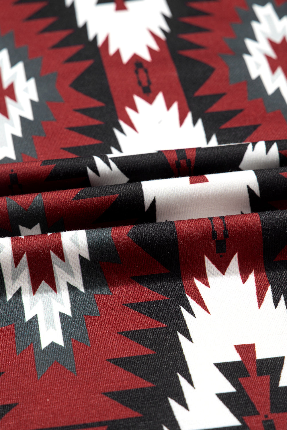 Red Western Aztec Printed Long T-shirt Dress eAura