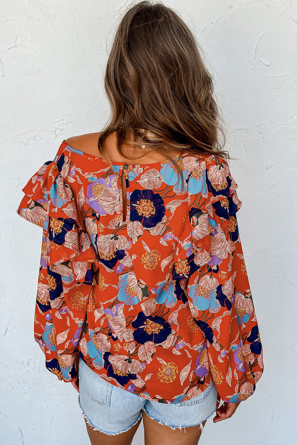 Ginger Floral Print Ruffle Puff Sleeve Blouse eAura