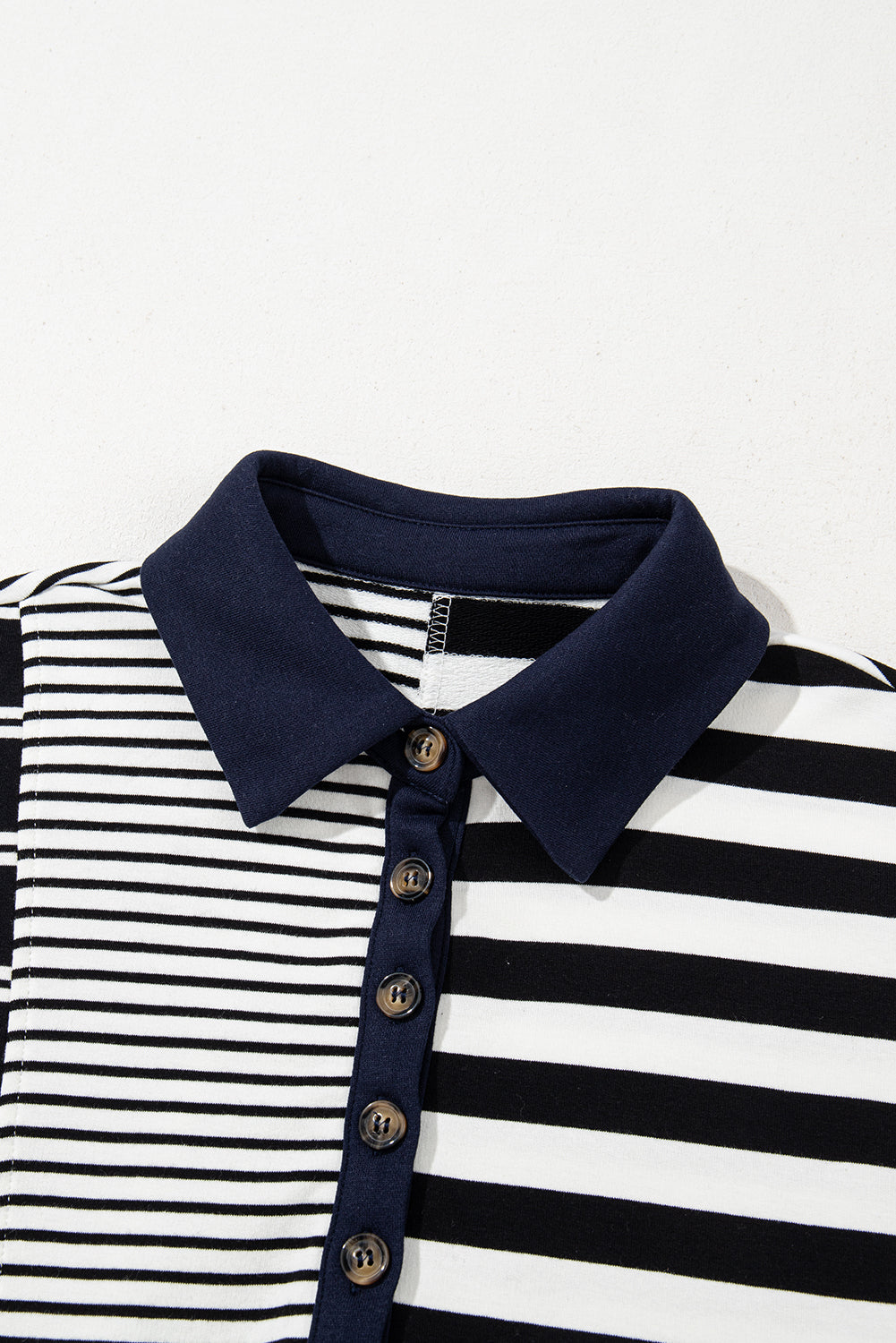 Black Stripe Half Placket Polo T Shirt Dress eAura