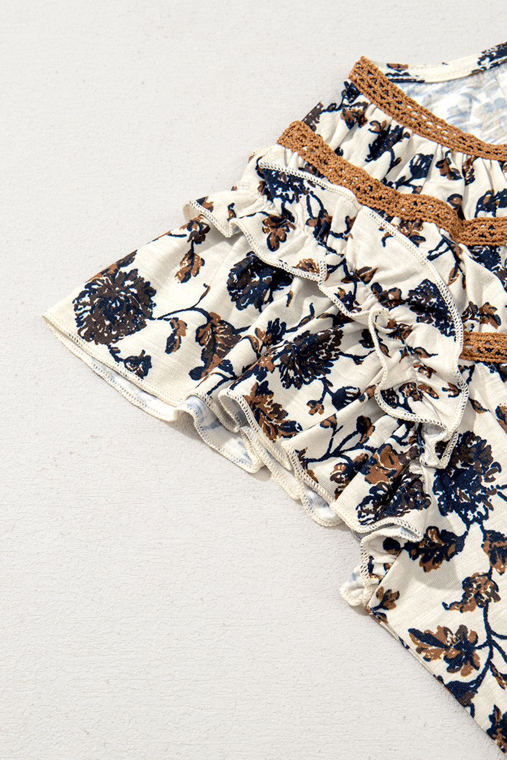 White Floral Frilly Blouse with Lace Up eAura