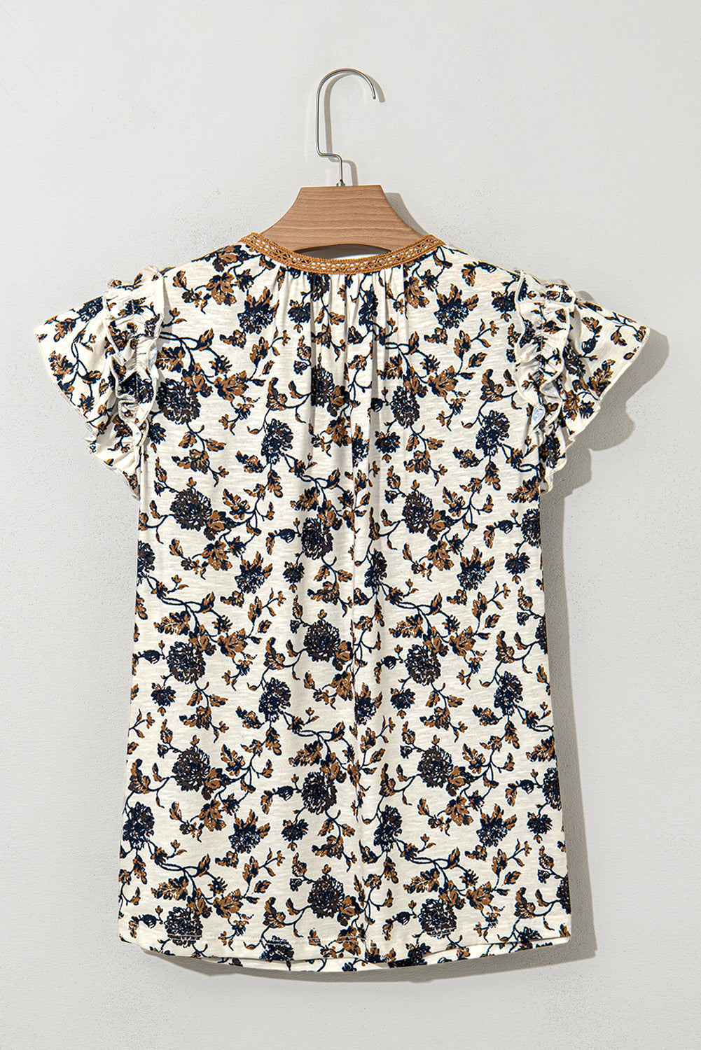 White Floral Frilly Blouse with Lace Up eAura