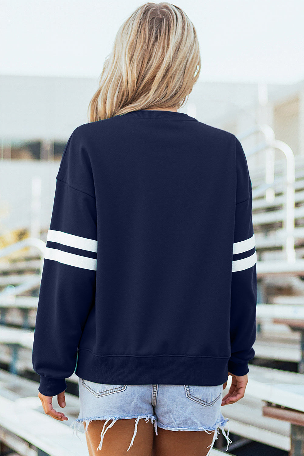 Striped Detail Drop Shoulder Oversized Sweatshirt eAura