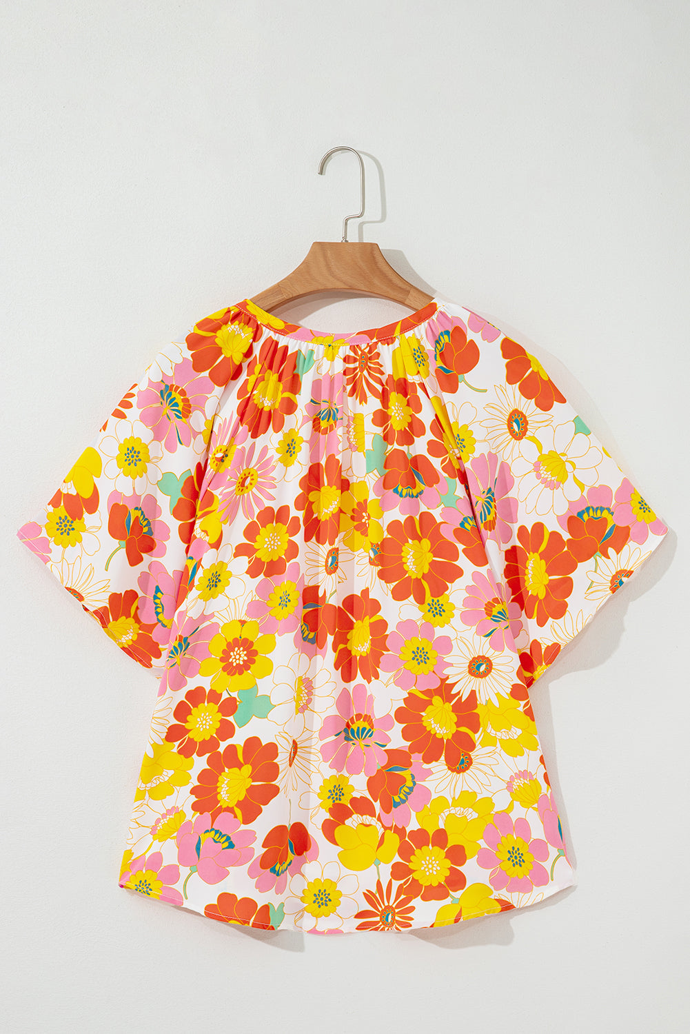 MultiColour Floral Print V Neck Half Sleeve Blouse eAura