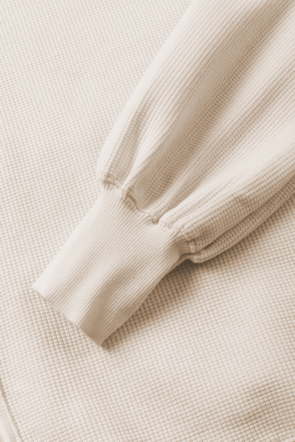 White Waffle knit Bishop Sleeve Split Oversized Top eAura