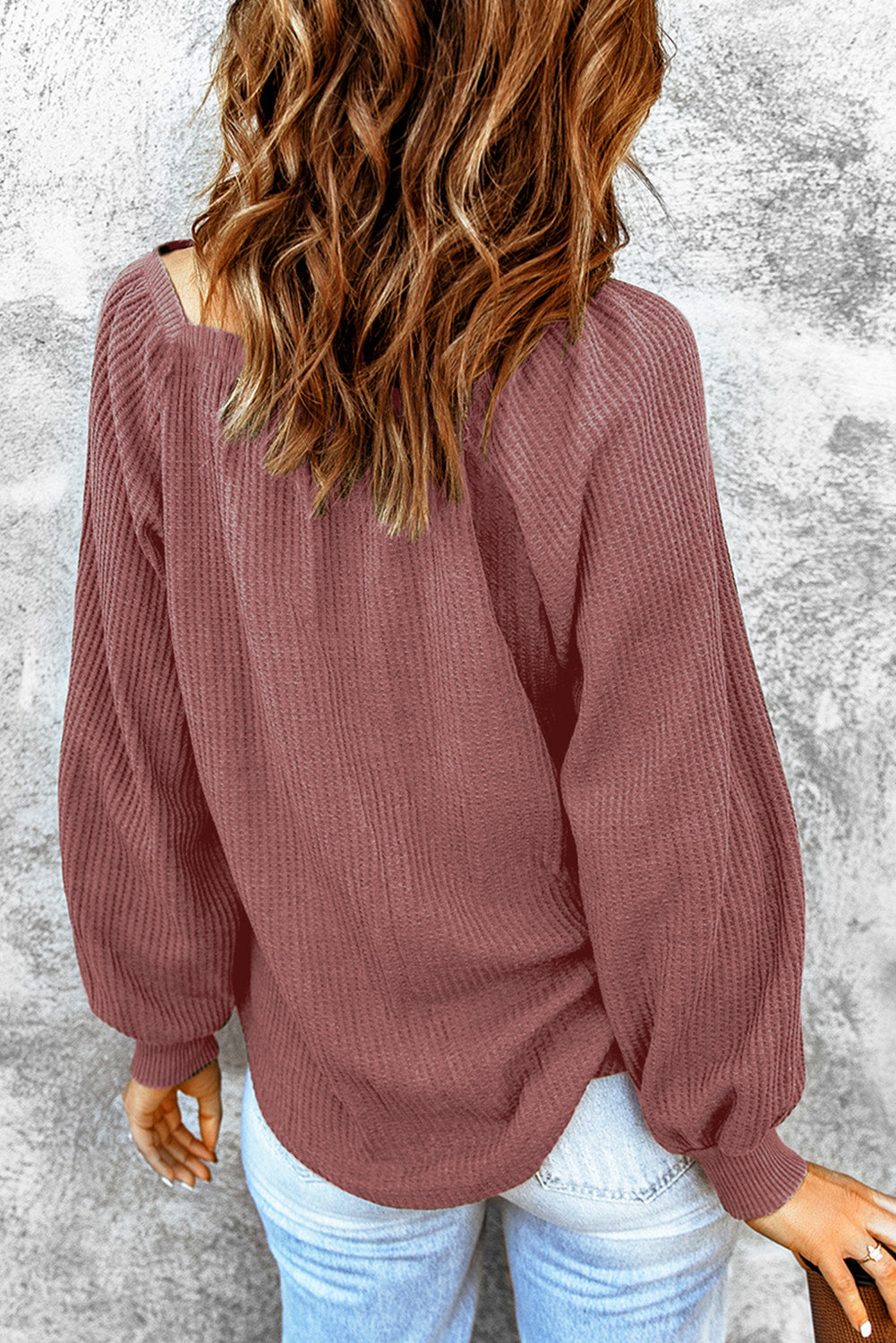 Black Scoop Neck Puff Sleeve Waffle Knit Top eAura