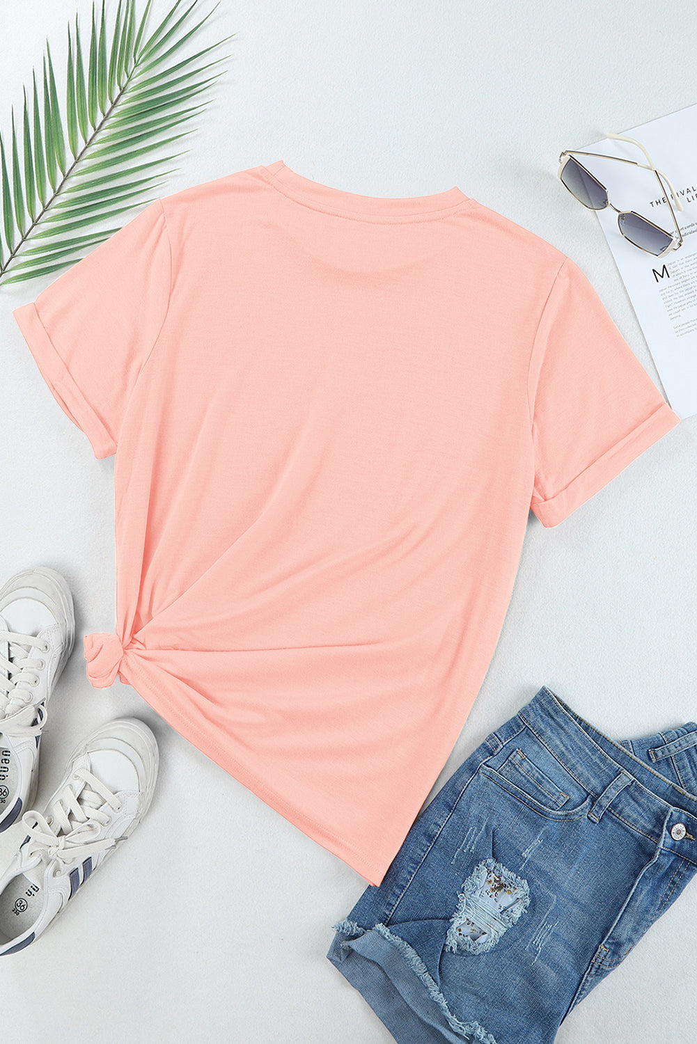 Casual Plain Crew Neck Tee T-Shirt Dear-Lover Dropshipping