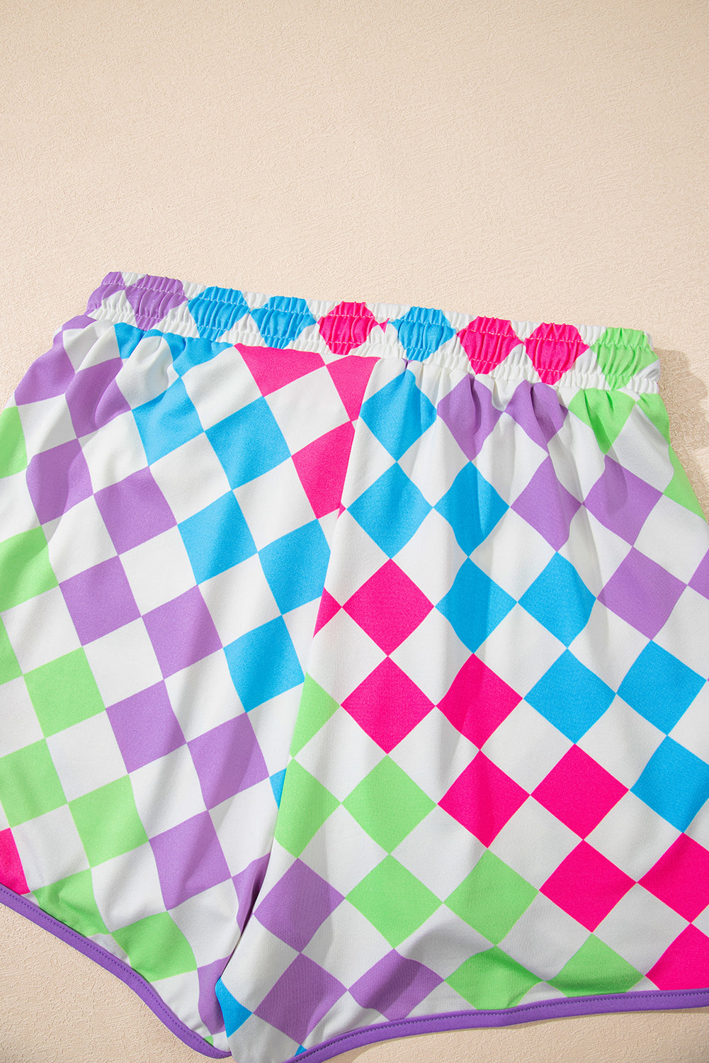 Checkered Drawstring Elastic Waist Casual Shorts eAura
