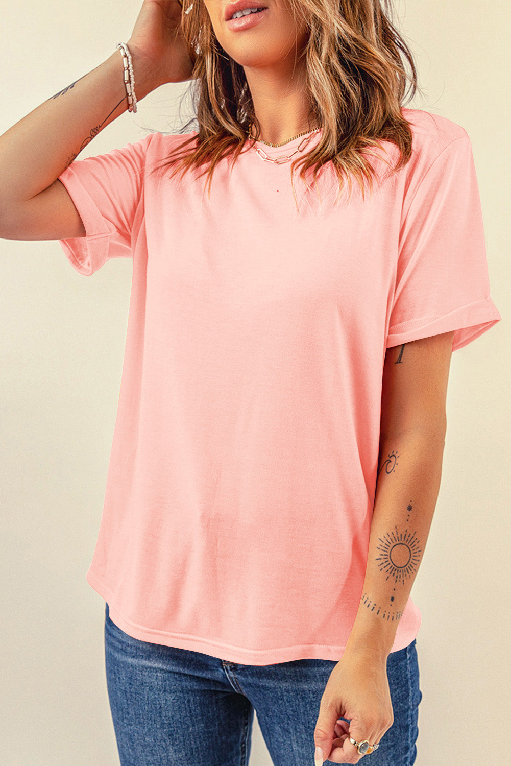 Casual Plain Crew Neck Tee T-Shirt Dear-Lover Dropshipping