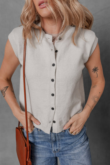 Jet Stream Button Up O Neck Sweater Vest eAura