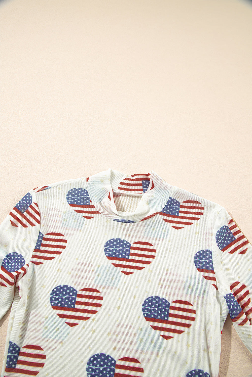 White Americana Glitter Mesh Long Sleeve Bodysuit eAura