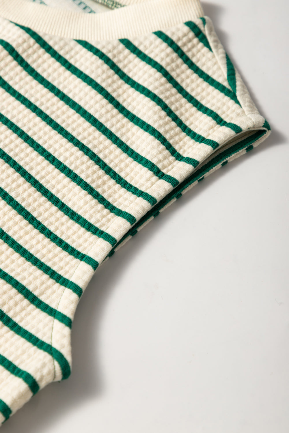Green Stripe Woven Ruffled Sleeveless Mini Dress eAura