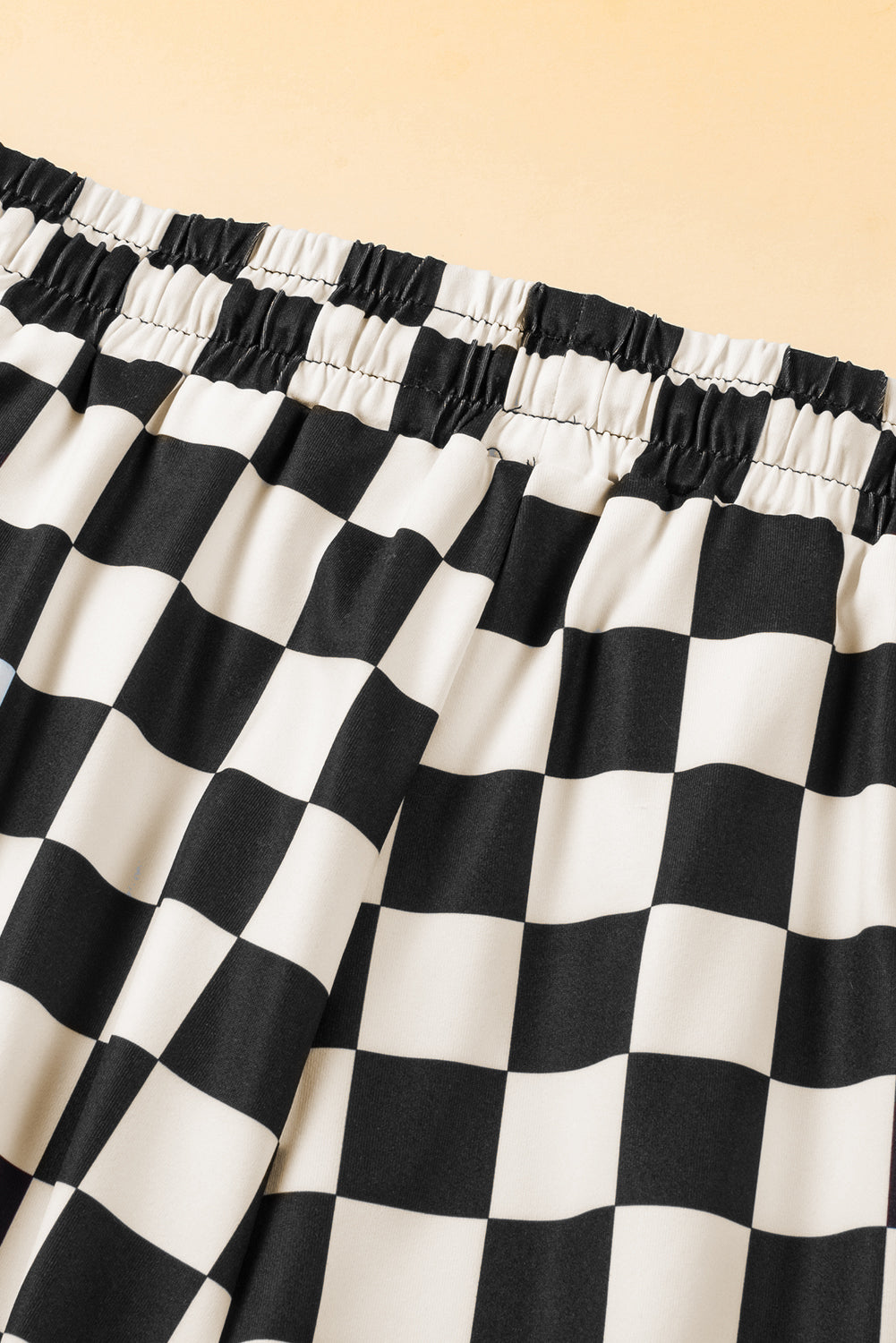 Checkered Drawstring Elastic Waist Casual Shorts eAura
