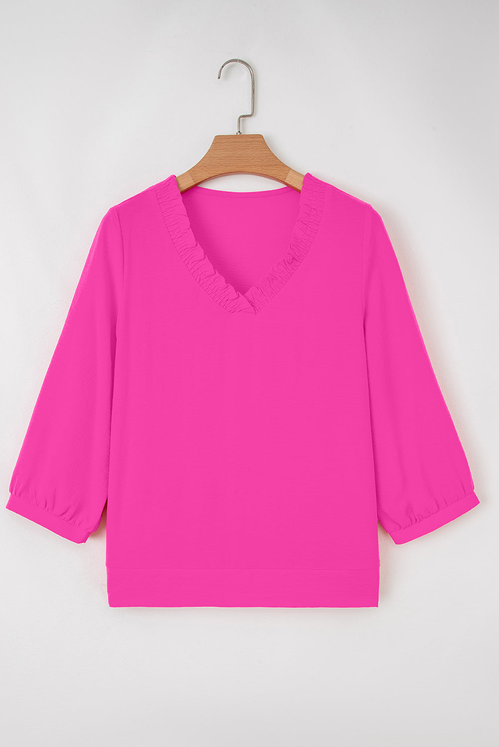 V-Neckline Bracelet Sleeve Crinkled Blouse eAura