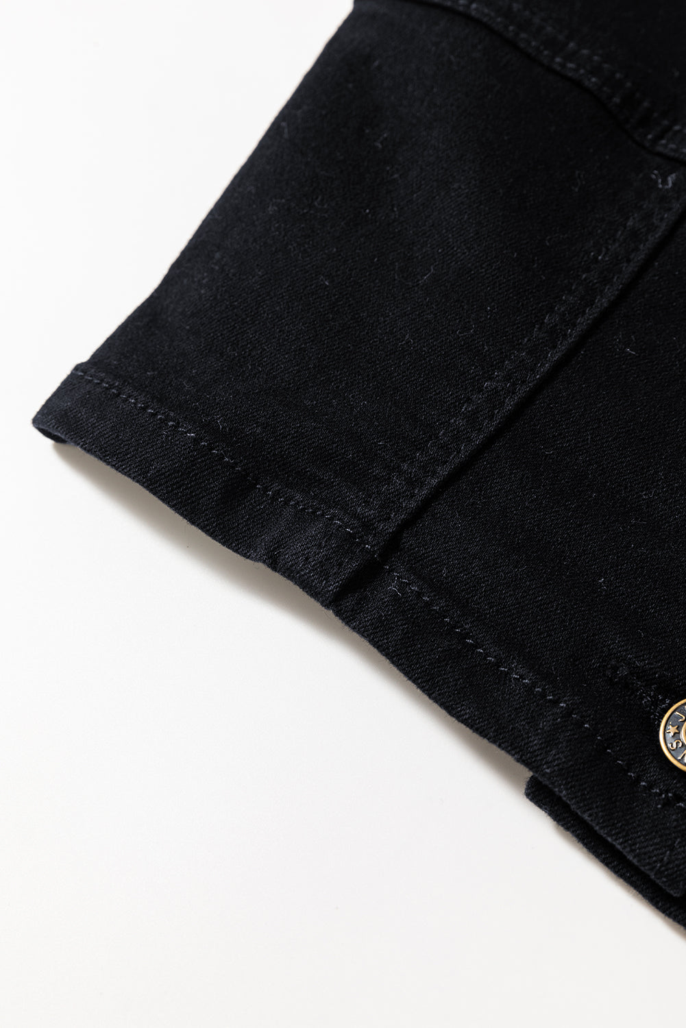 Black Acid Wash Buttoned Cropped Slim Denim Tank Top eAura
