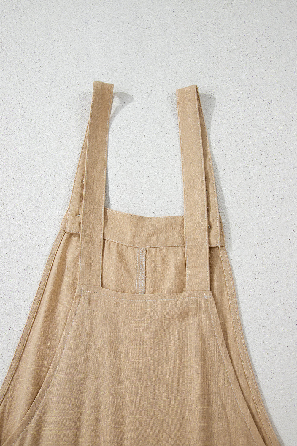 Parchment Side Buttons Sleeveless Overall Mini Dress eAura