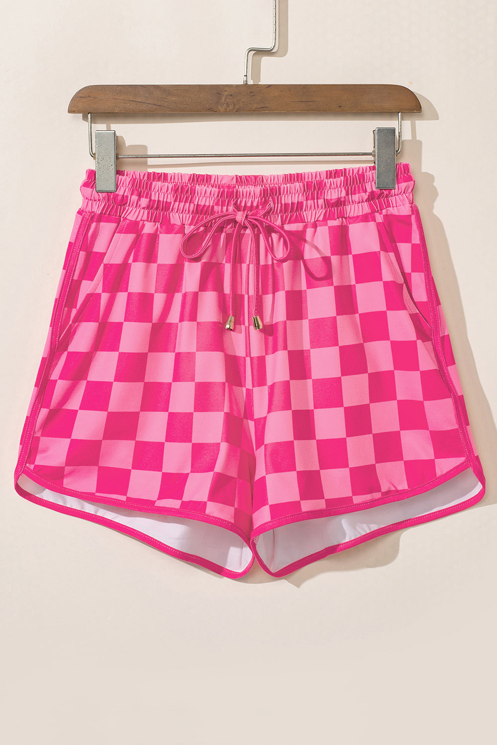 Checkered Drawstring Elastic Waist Casual Shorts eAura