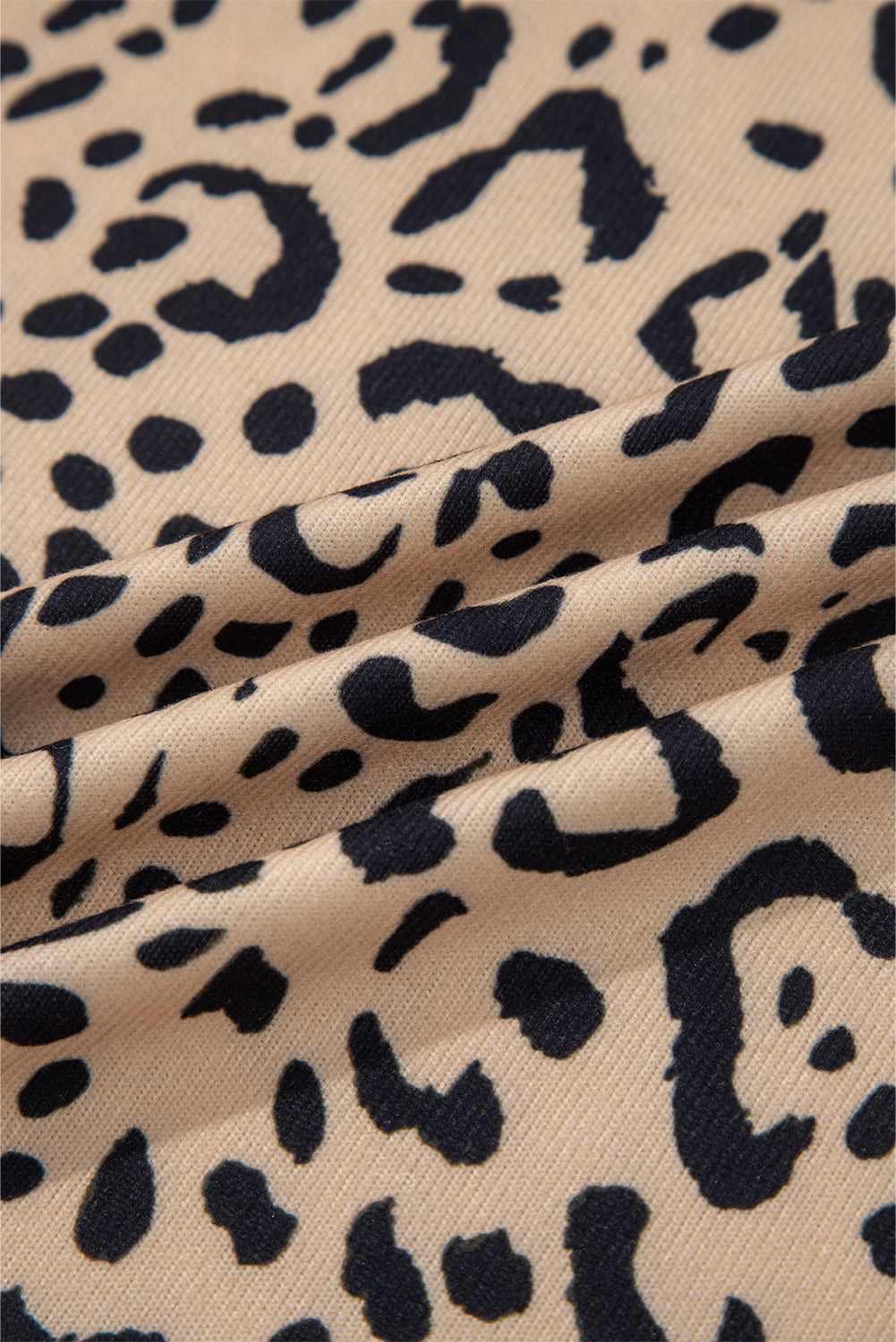 Khaki Leopard Print Long Batwing Sleeve Loose Top - eAura