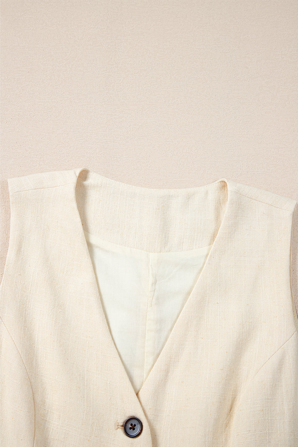 White Slim Fit Buttoned V Neck Vest eAura