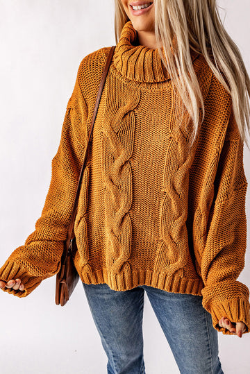 Cuddle Weather Cable Knit Turtleneck Sweater eAura