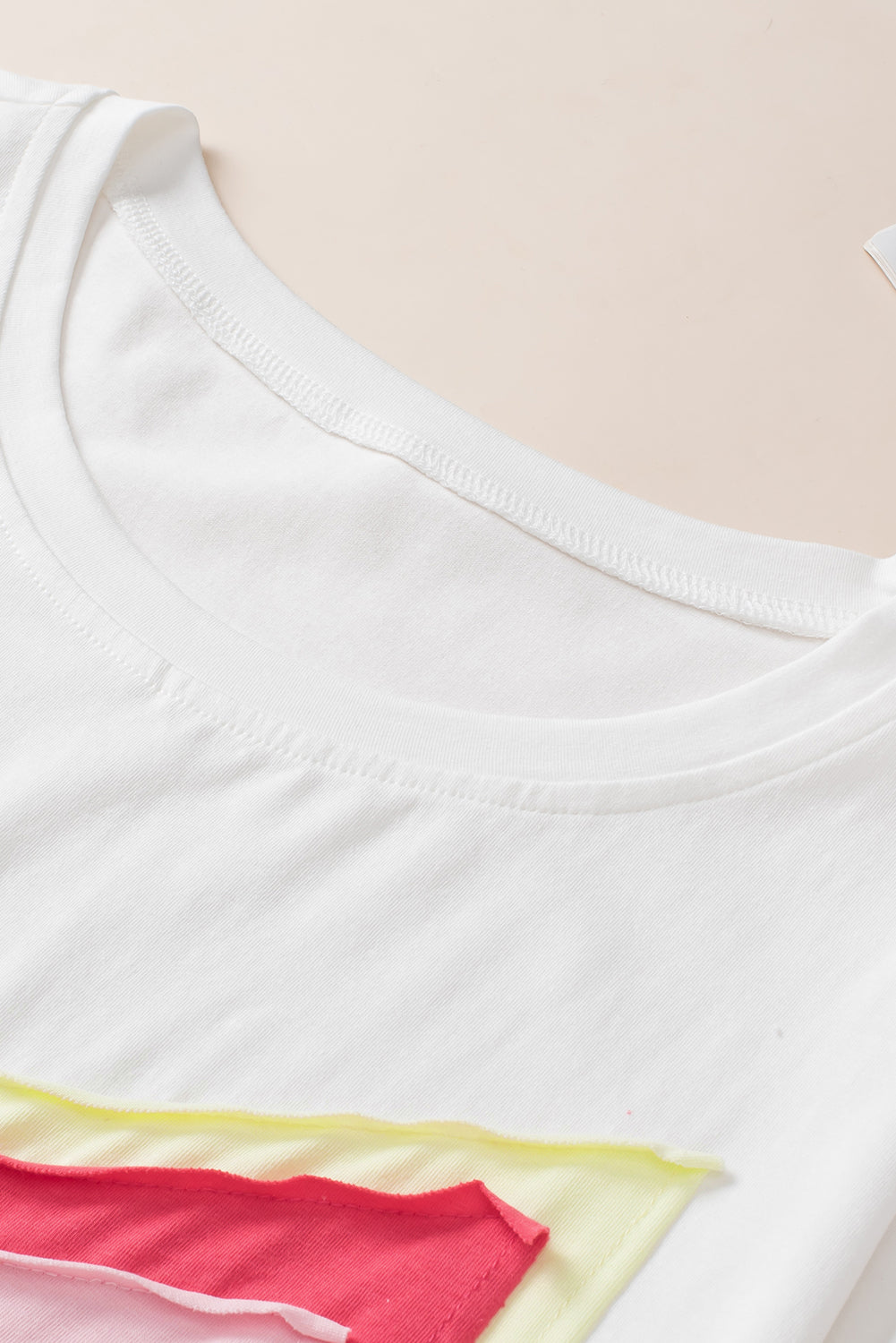 White Colourblock Star Patched Half Sleeve Oversized Tee eAura