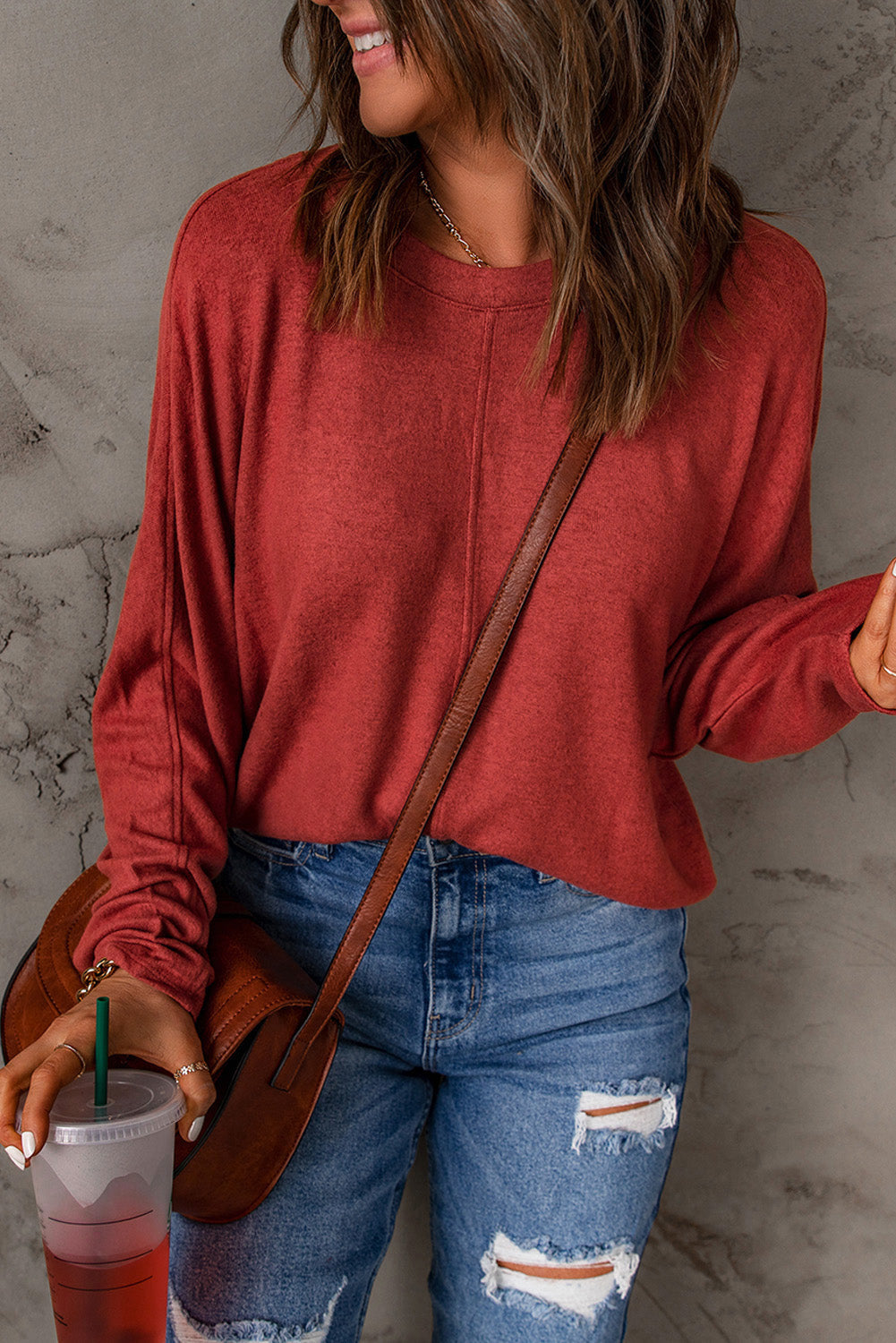 Black Solid Colour Patchwork Long Sleeve Top eAura
