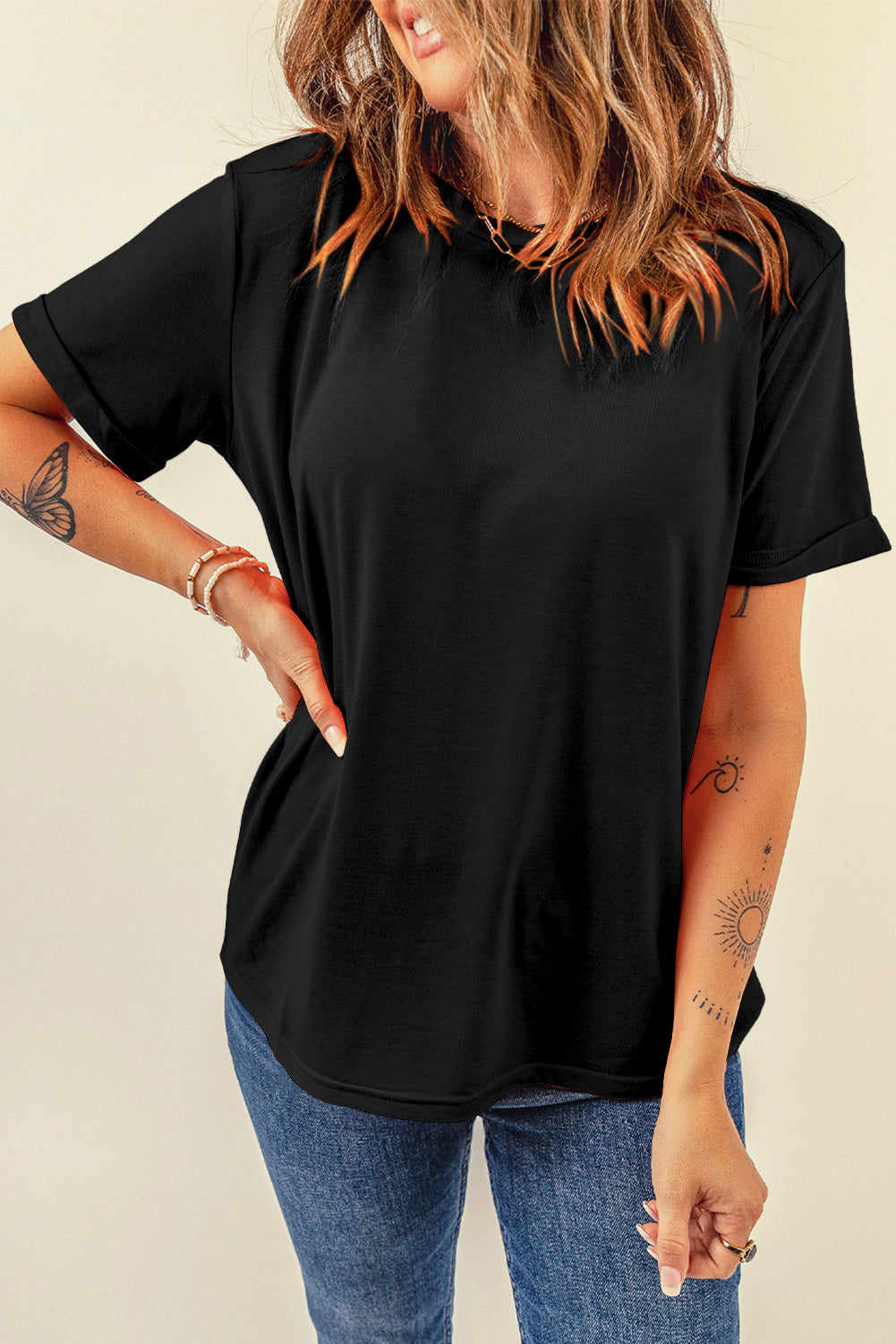 Casual Plain Crew Neck Tee T-Shirt Dear-Lover Dropshipping