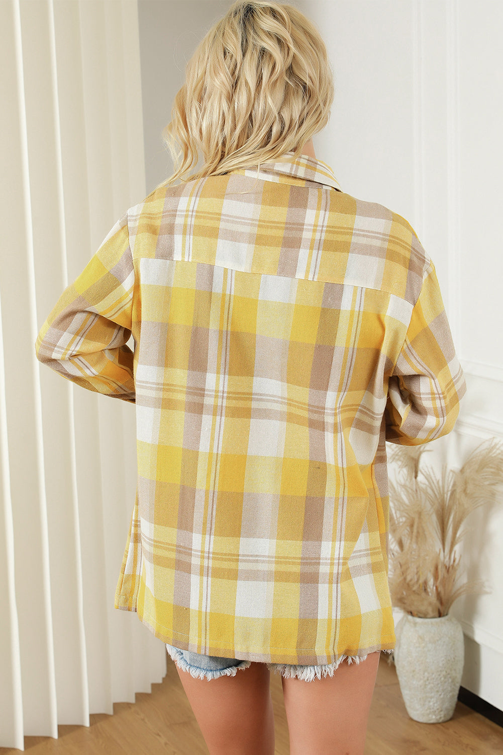 Pink Plaid Button Up Patch Pocket Shirt eAura