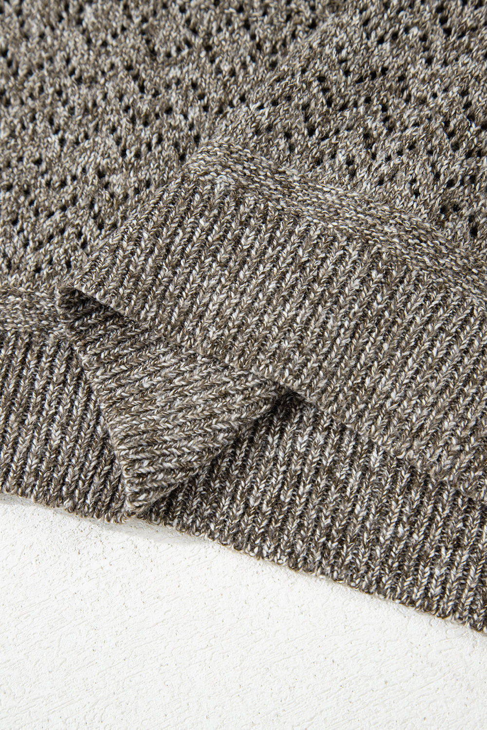 Black Eyelet Pattern Detail V Neck Drop Shoulder Sweater eAura