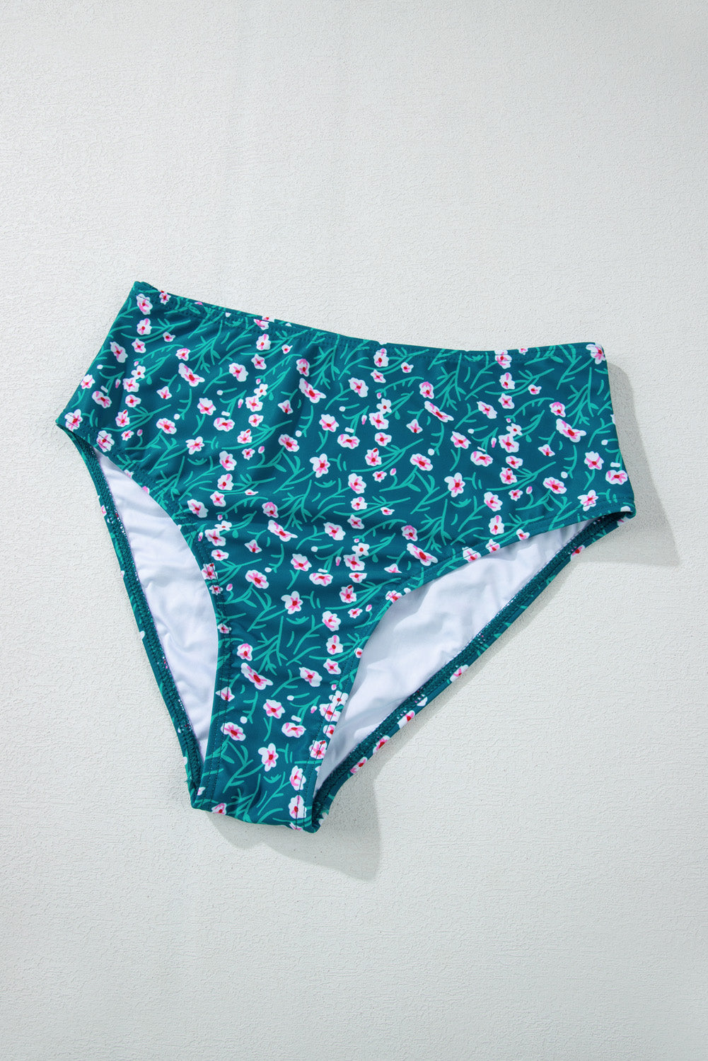 Blue Floral Print Smocked Cute Bikini Set eAura
