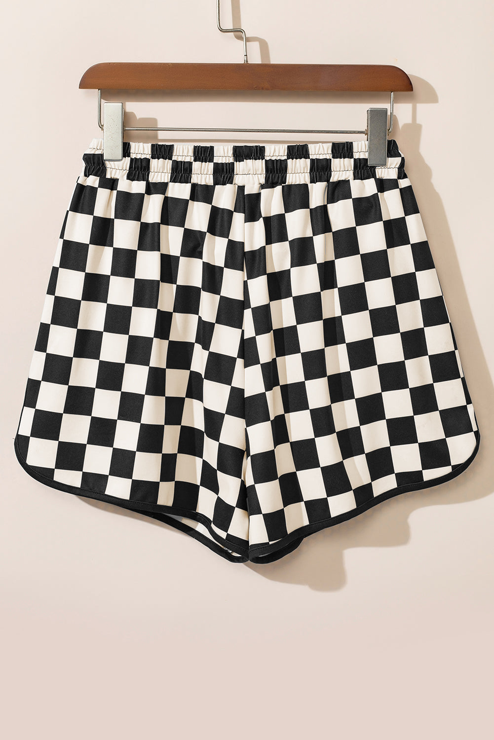 Checkered Drawstring Elastic Waist Casual Shorts eAura
