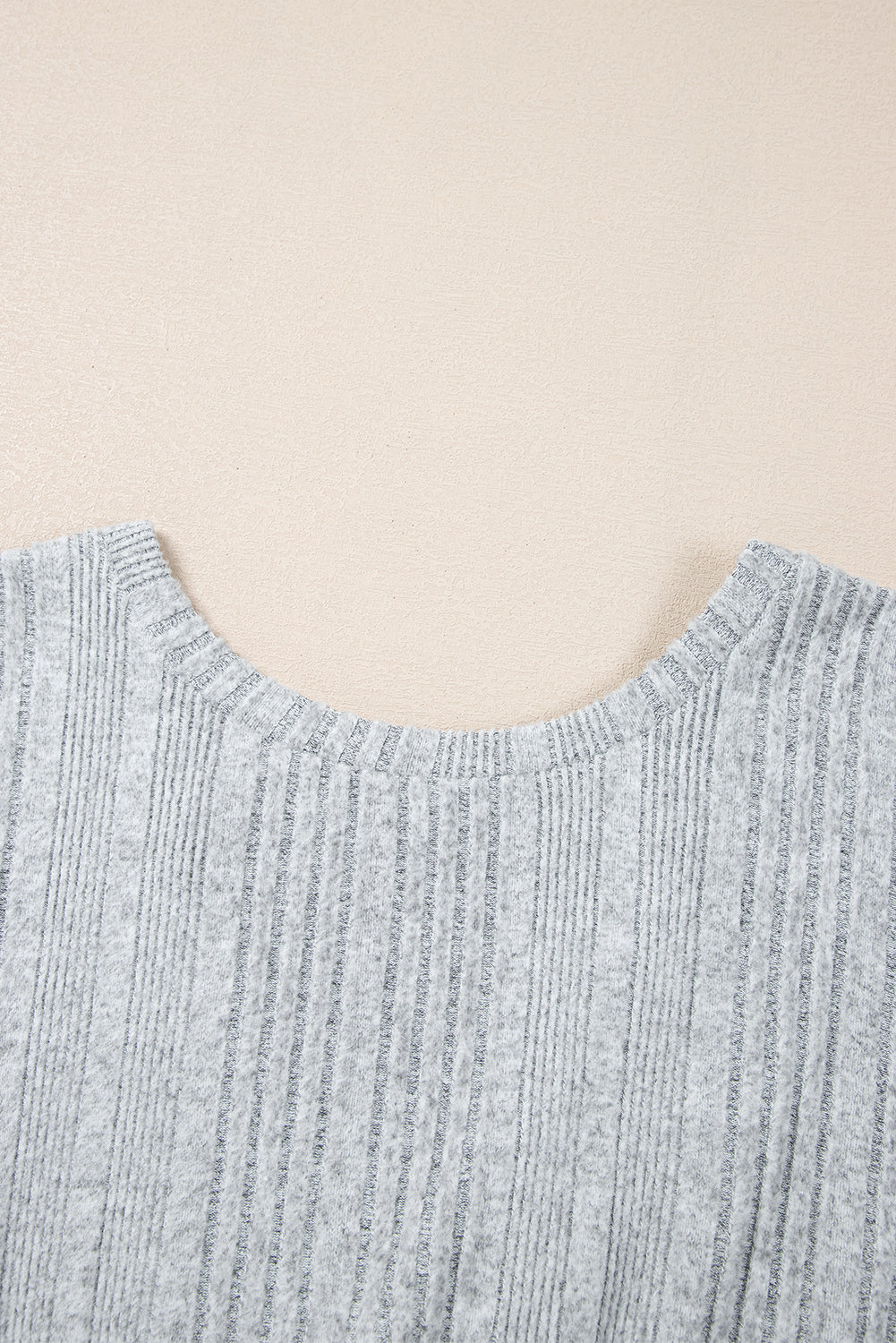Light Grey Textured Crossover Backless Knit Long Sleeve Top eAura