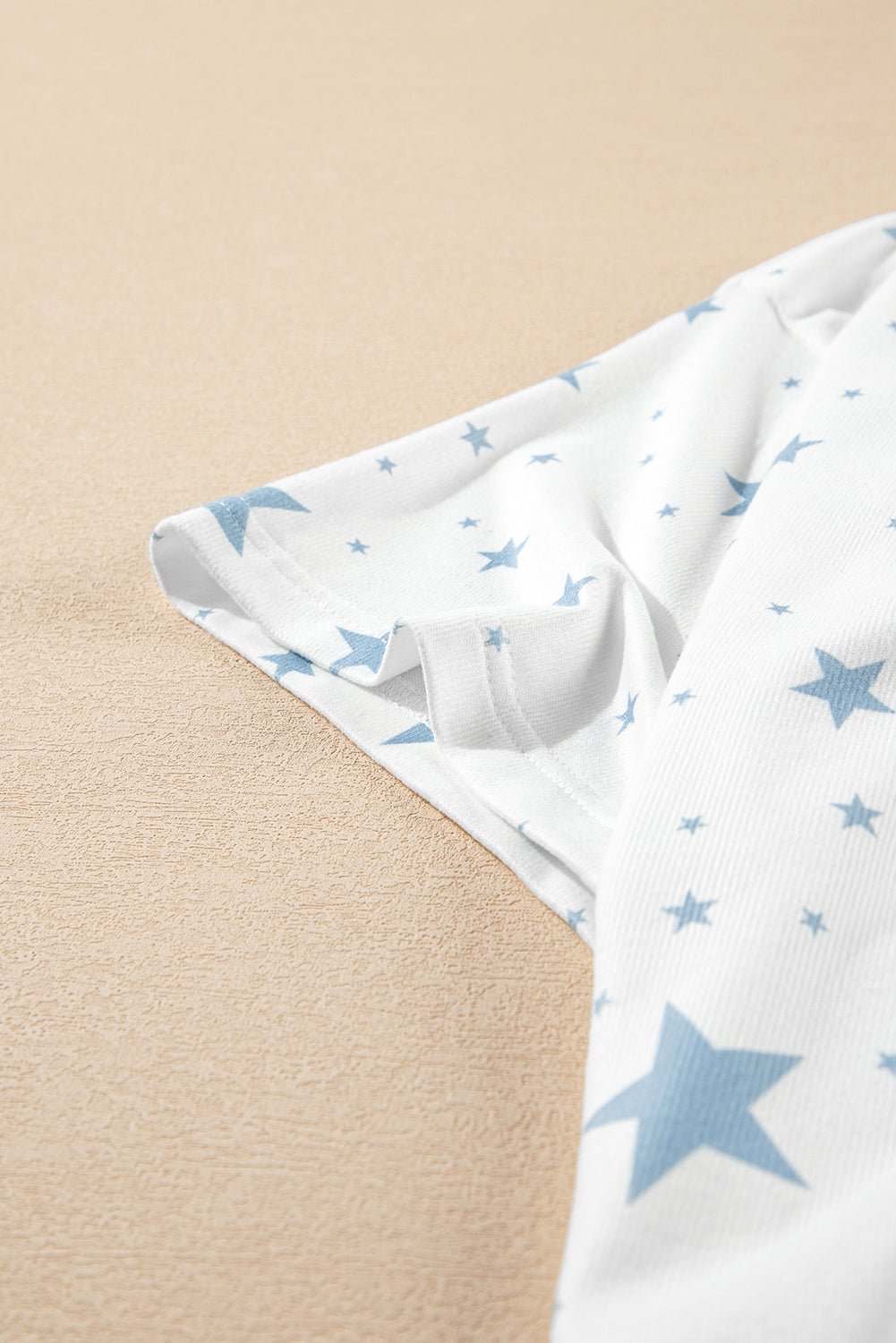 Blue Stars Print Drop Shoulder Oversized T Shirt with Slits eAura